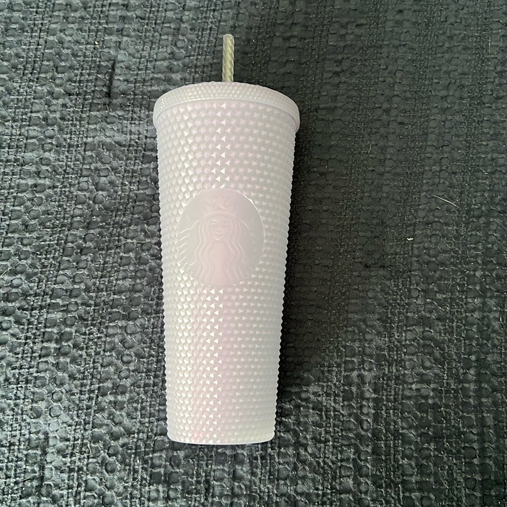 Starbucks Lavender Lilac Bling Studded 24oz Cold Cup Tumbler with Lid & Straw